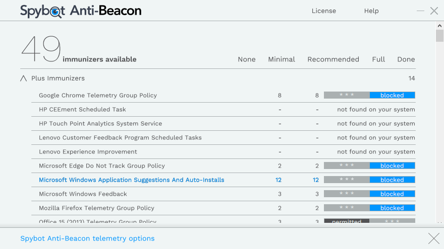 Portable Spybot Anti-Beacon screenshot