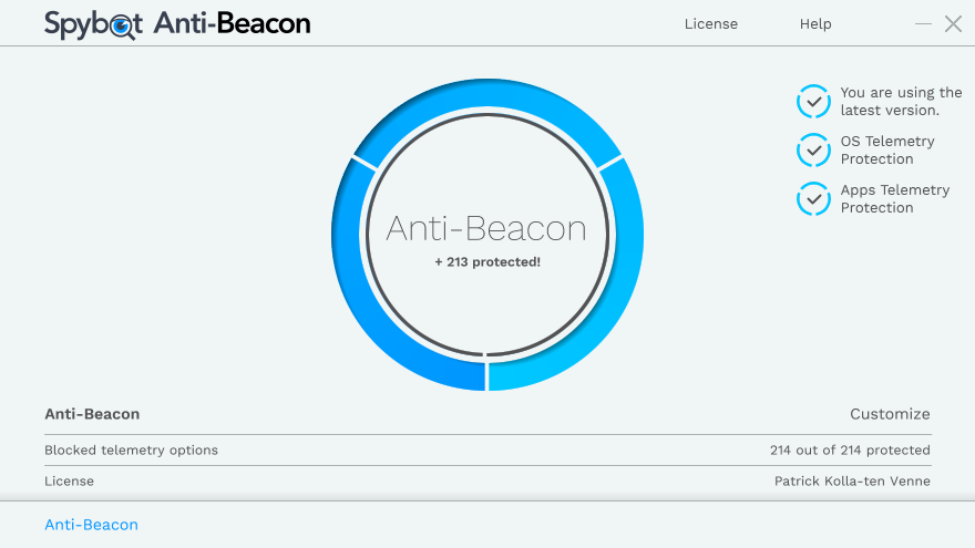 Spybot Anti-Beacon screenshot