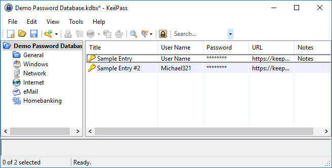 KeePass 2.40 demo database