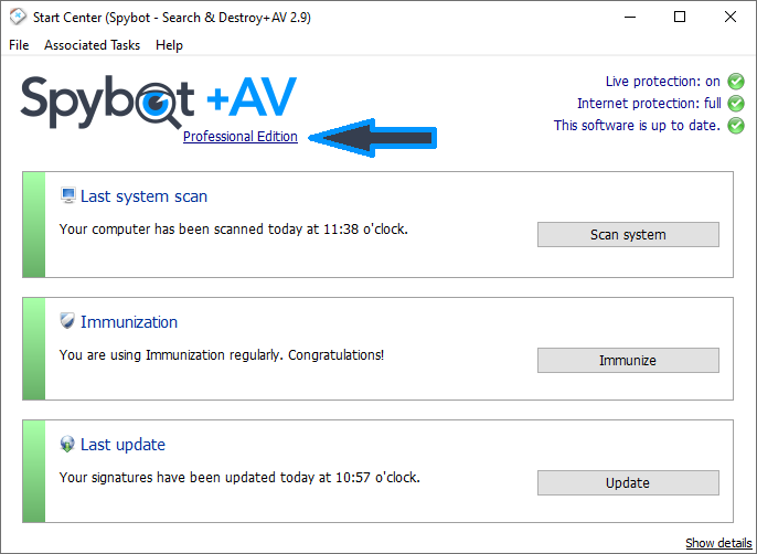 License Details - 2.9 Start Center Pro with Arrow